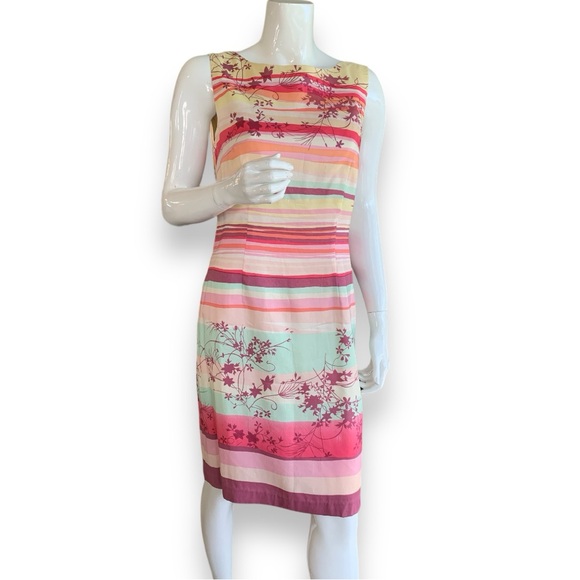 Carol Anderson, California Dresses & Skirts - CAROL ANDERSON CALIFORNIA VINTAGE SILK STRIPED FLORAL SHEATH DRESS  WOMEN’S SZ 8